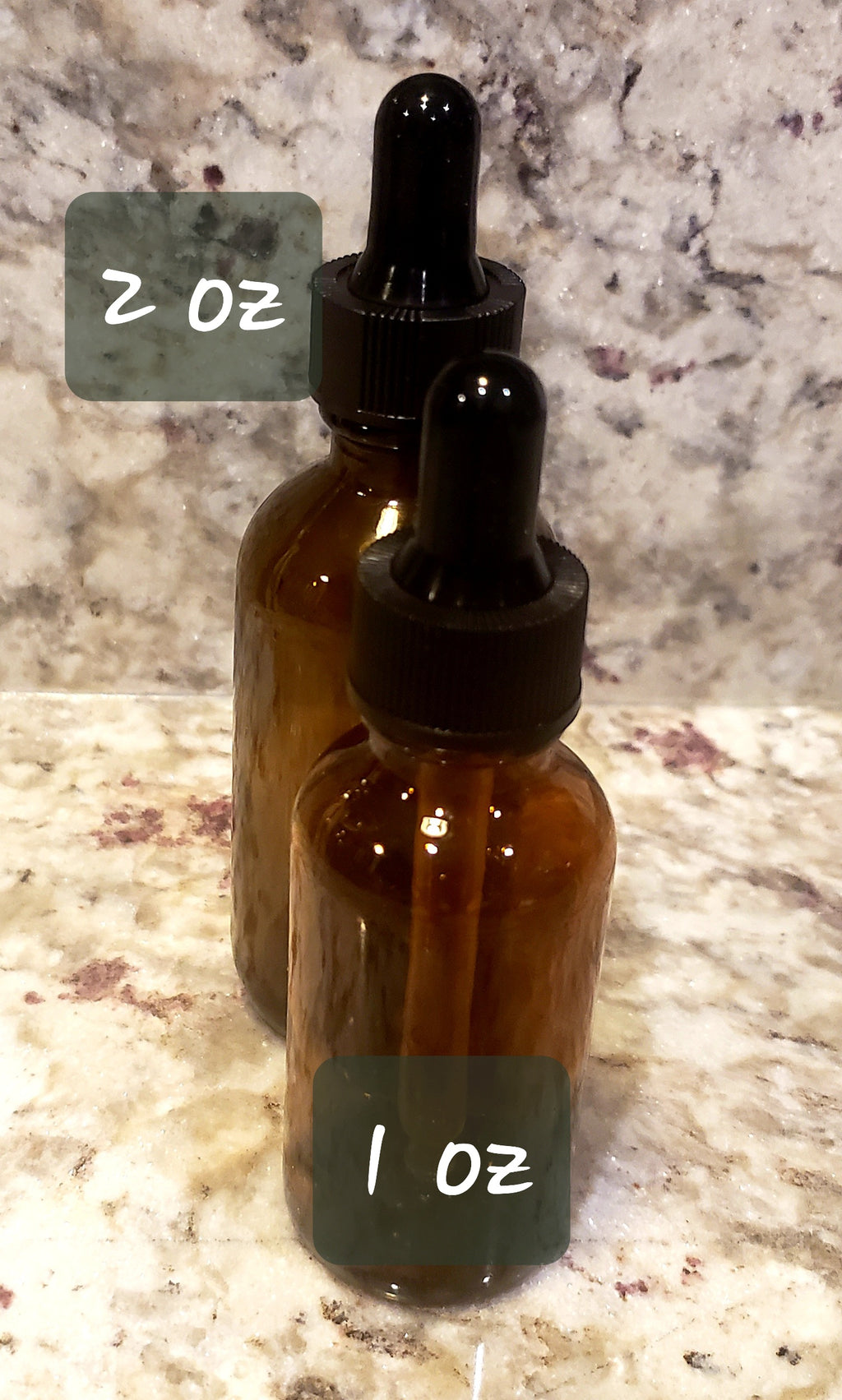Assorted Tincture Treasures Sample Pack #3 with three 1 oz tincture bottles arranged on a wooden surface